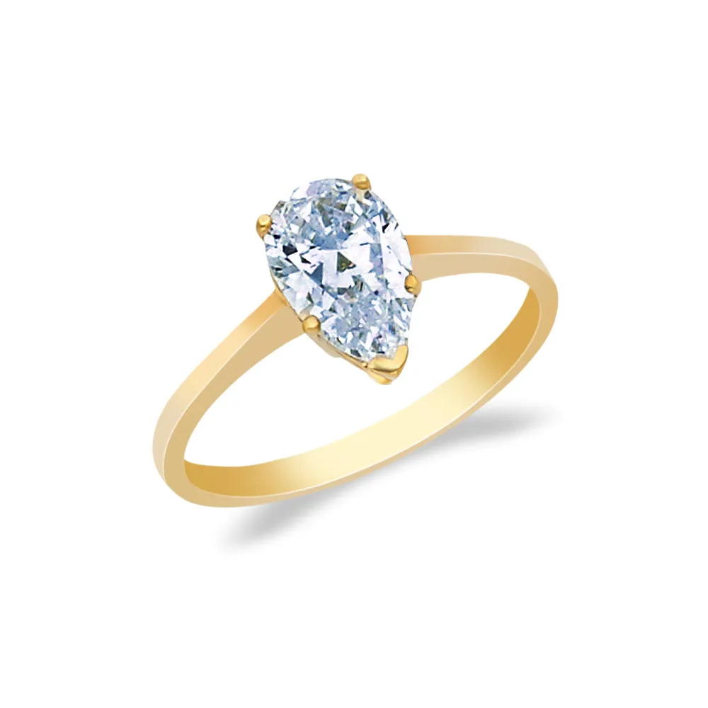 14K Gold  1 Ct. Pear Cut CZ Wedding Engagement Ring