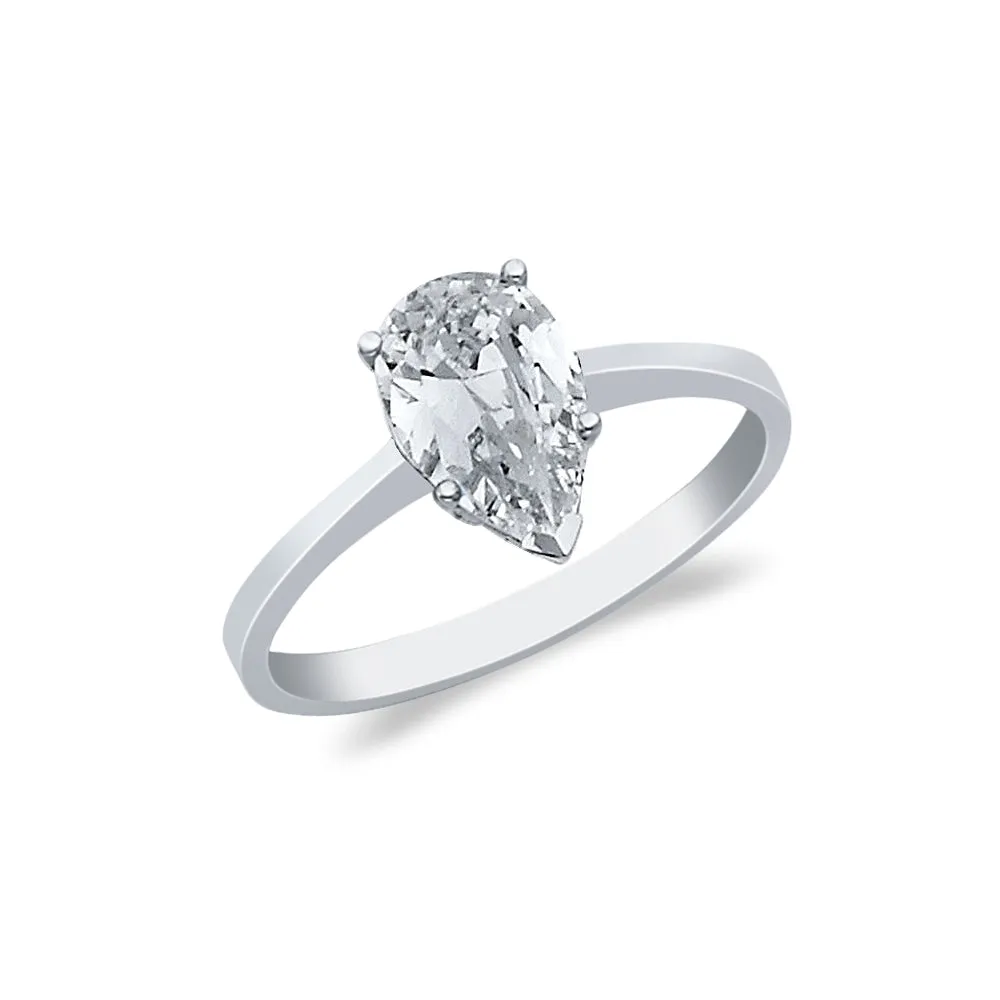 14K Gold  1 Ct. Pear Cut CZ Wedding Engagement Ring
