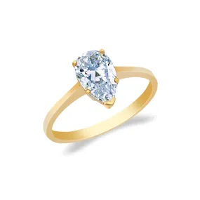 14K Gold  1 Ct. Pear Cut CZ Wedding Engagement Ring