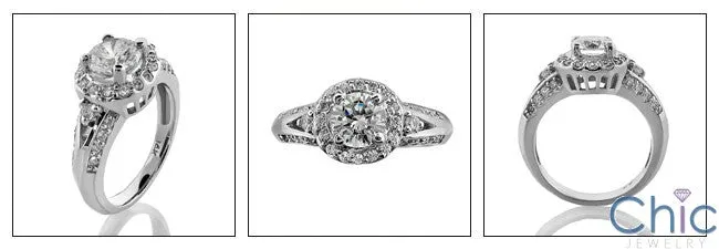 Anniversary 1 Ct Round Center Halo Pave Cubic Zirconia Cz Ring