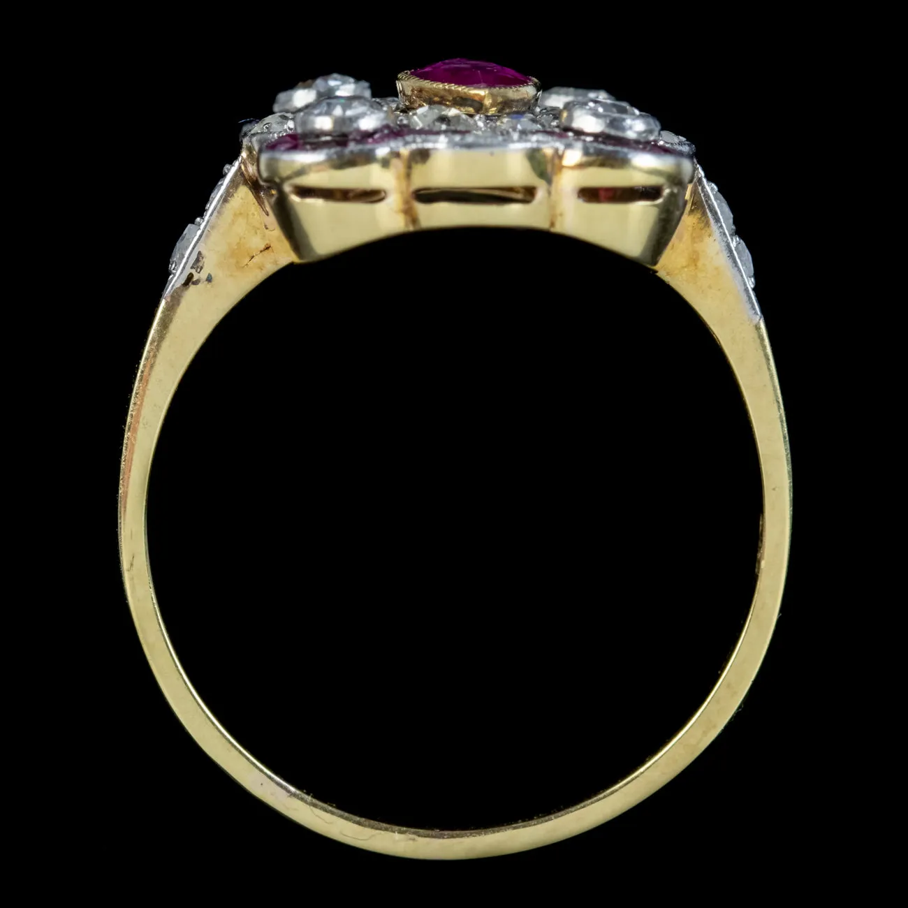 Antique Art Deco Ruby Diamond Cluster Ring 1.50ct Of Diamond