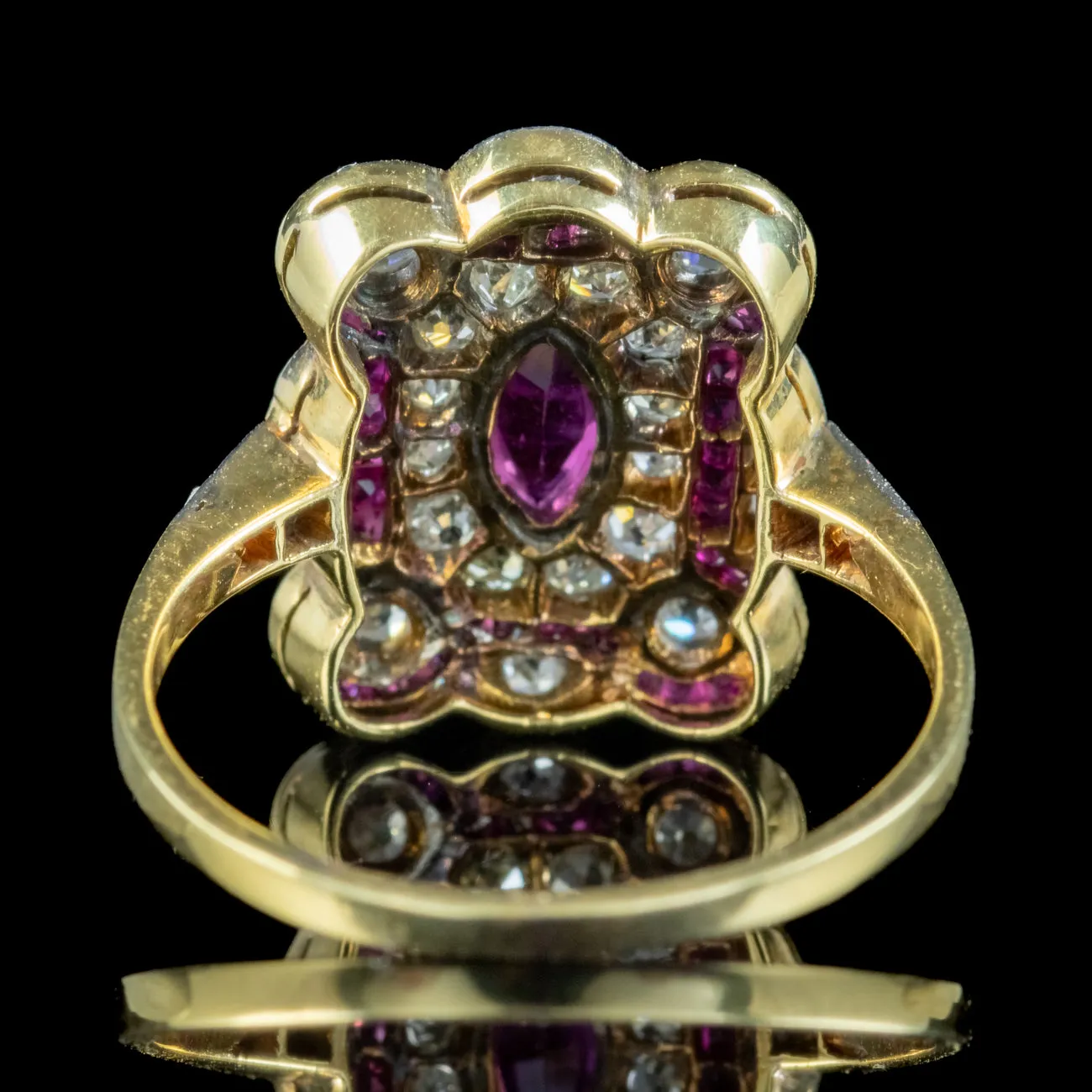 Antique Art Deco Ruby Diamond Cluster Ring 1.50ct Of Diamond
