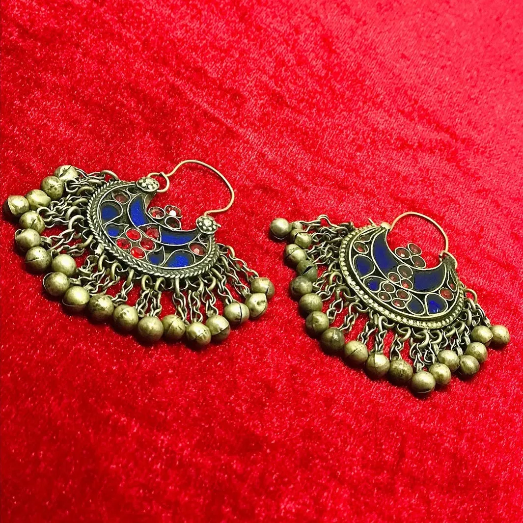 Blue and Red Light Weight  Hoop Earrings
