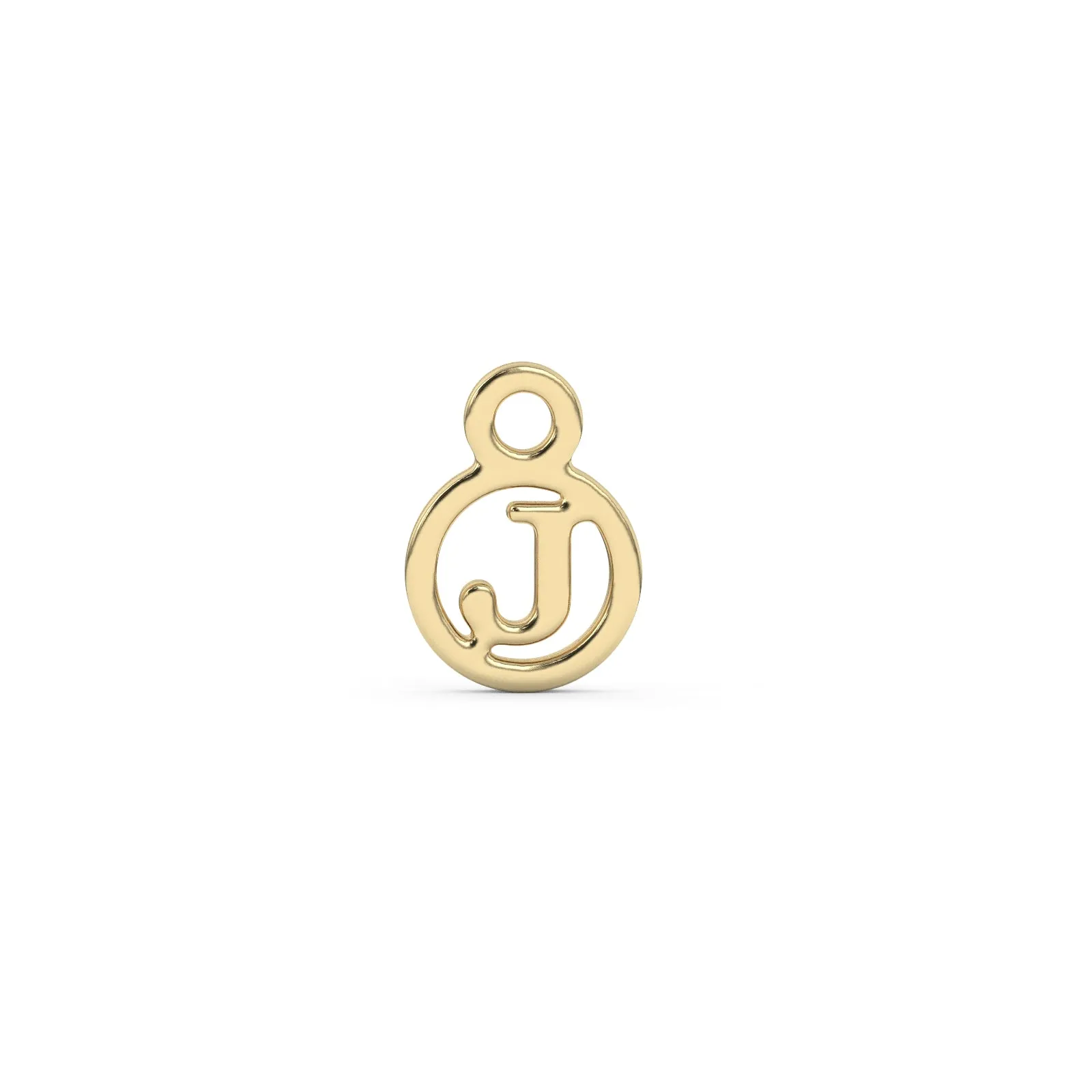 Circle Initial Charm - J | 10k Yellow Gold