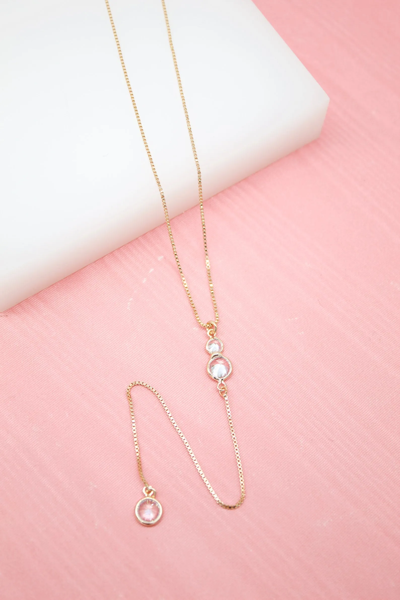 Clear Dangle CZ Stones Necklace (G150)