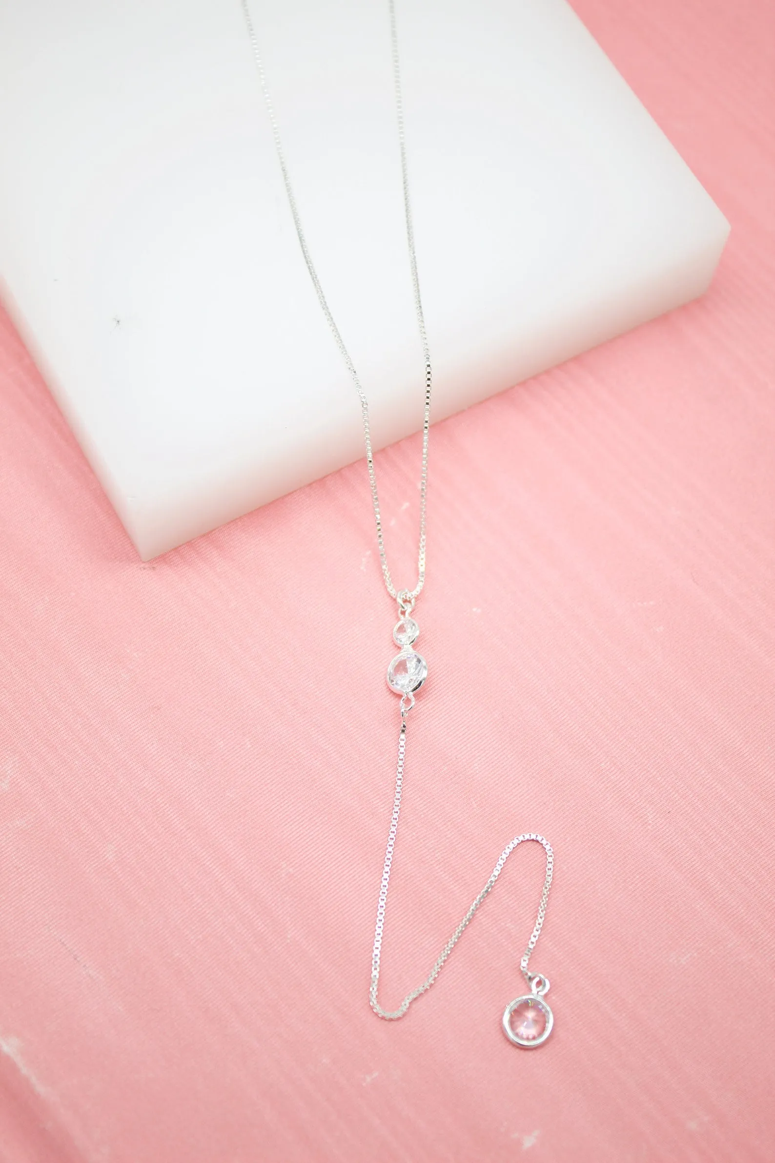 Clear Dangle CZ Stones Necklace (G150)