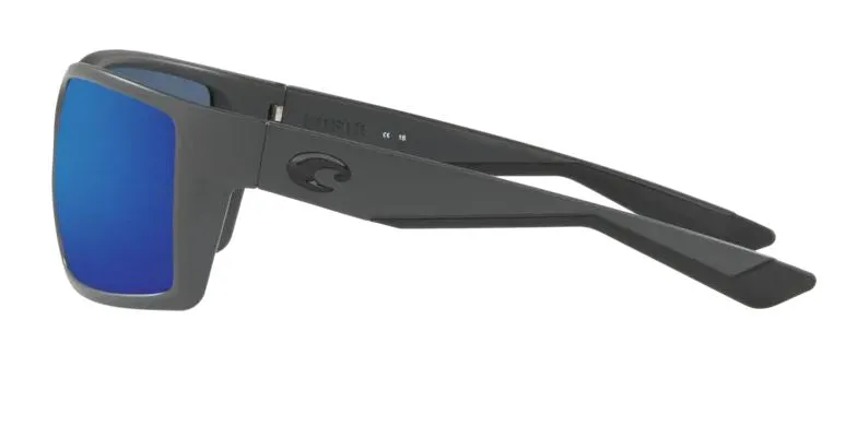 Costa Del Mar Reefton Matte Gray Frame - Blue Mirror 580 Plastic Lens - Polarized Sunglasses