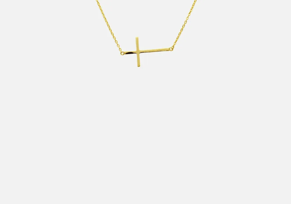 Gold-Dipped Horizontal Cross Necklace