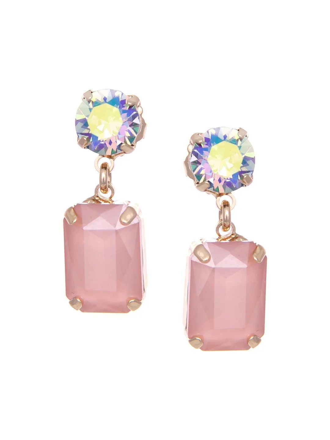 Irridescent Square Drop Earrings Pink