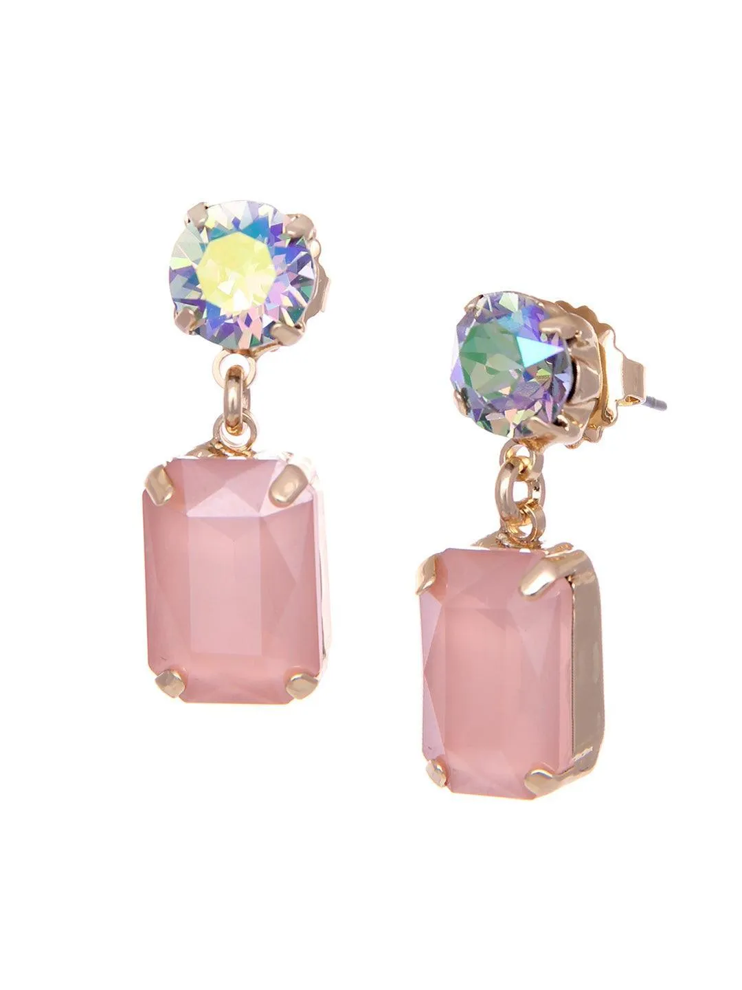 Irridescent Square Drop Earrings Pink