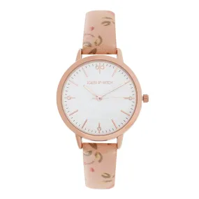 Julina White Dial Pink Printed Pu Strap Watch