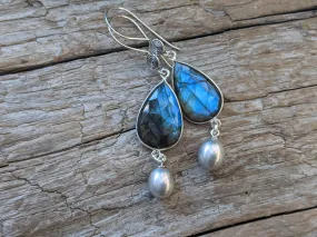 Labradorite & Pearl Earrings
