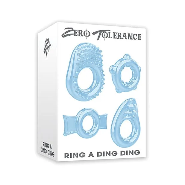 Zero Tolerance - Ring a Ding Ding Set of 4 Textured Cock Rings (Blue)